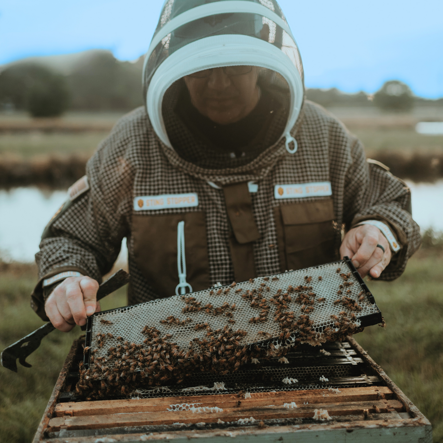 Professional Triple Layer Ventilated Beekeeping Suit Olive Green
