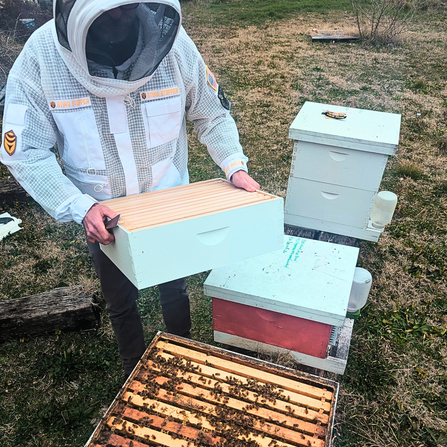 Professional Triple Layer Ventilated Beekeeping Suit Front View