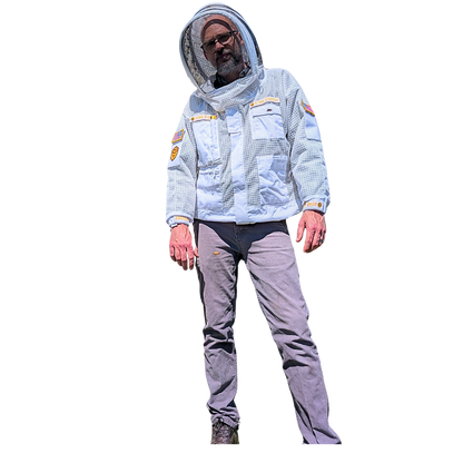 Professional Triple Layer Ventilated Beekeeping Suit White Front View
