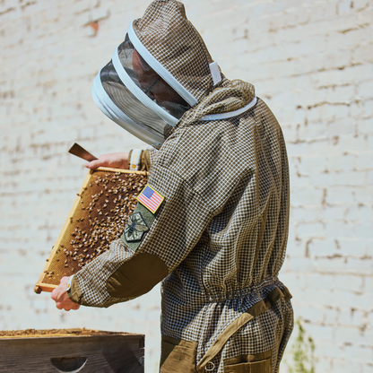 Sting Stopper ventilated beekeeping suit  olive green back view