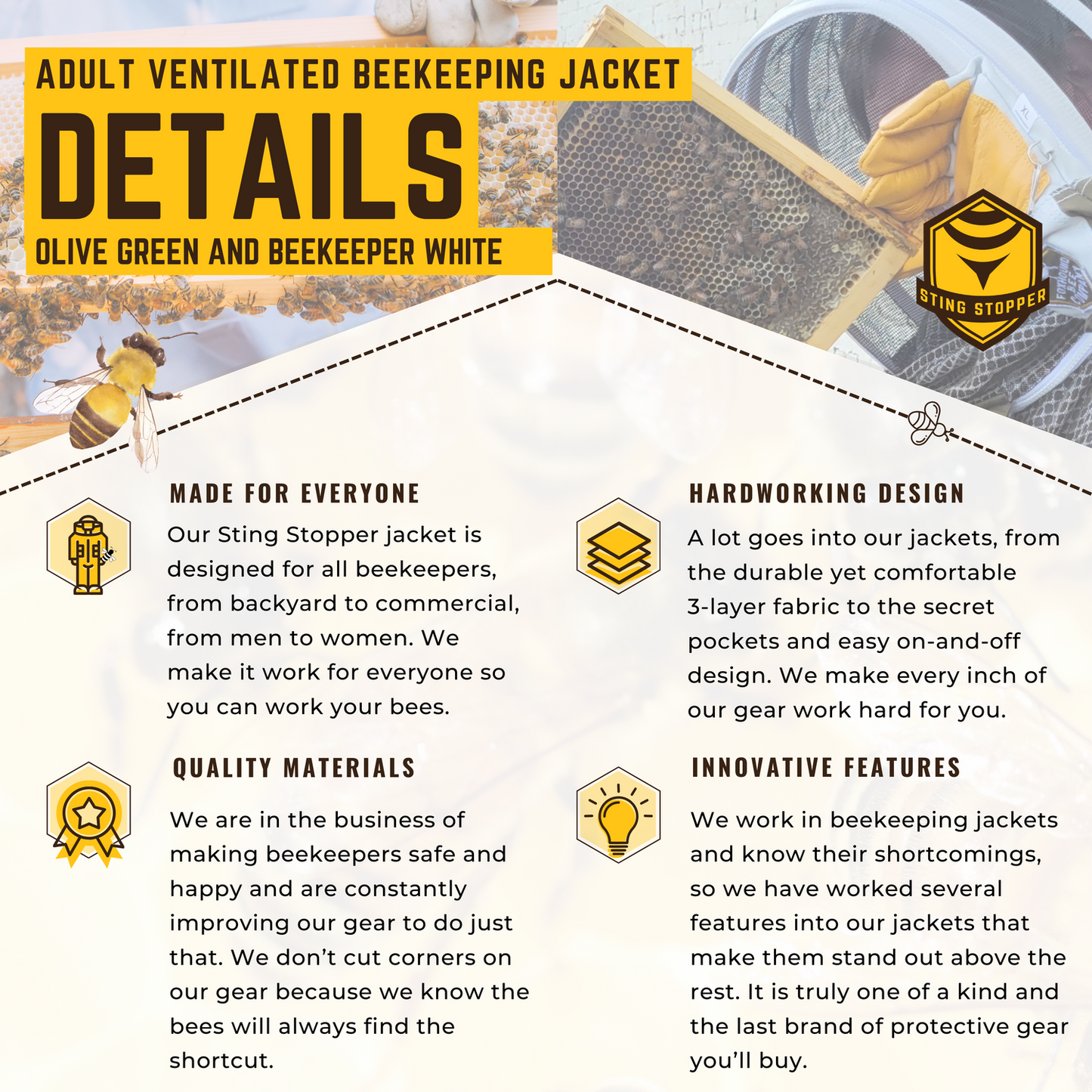 Professional Three Layer Ventilated Beekeeping Jacket