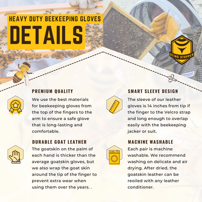 Heavy Duty Goat Skin Beekeeping Gloves