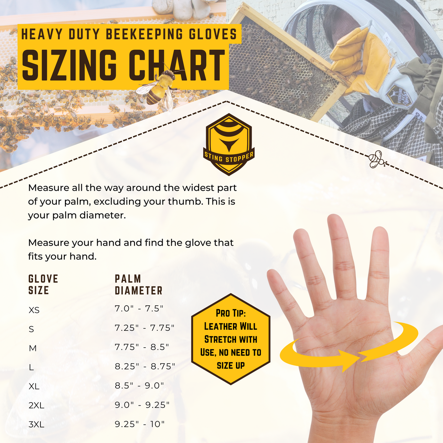 Heavy Duty Goat Skin Beekeeping Gloves